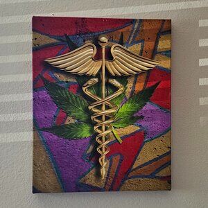 Medical Cannibis Art Print on Canvas 16 X 24